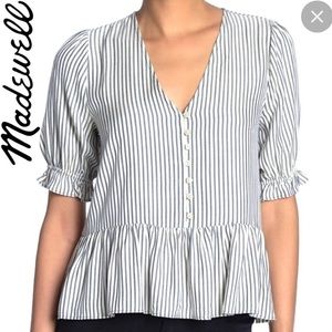 Madewell Courtyard peplum striped blouse